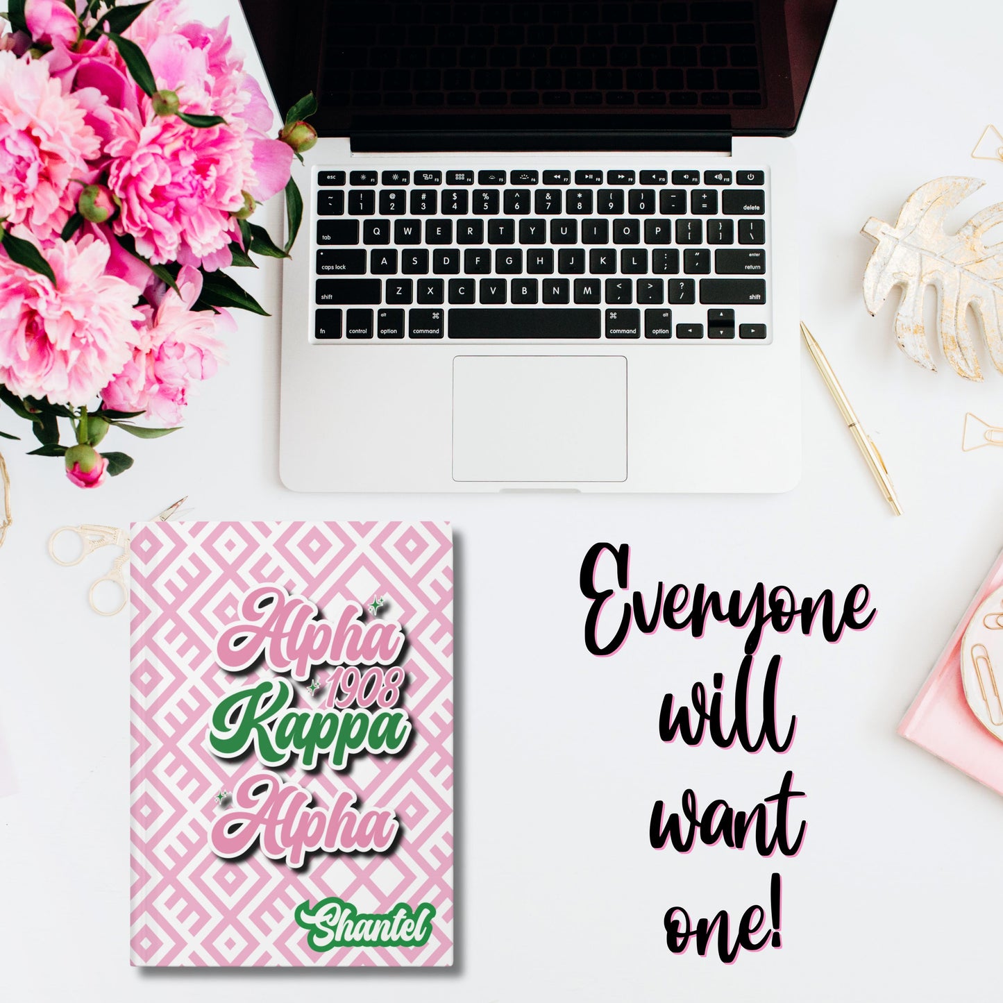 Alpha Kappa Alpha Sorority-Inspired PERSONALIZED Hardback Journal - 5.75" x 8" with 150 Lined Pages  | AKA Sisterhood Gift