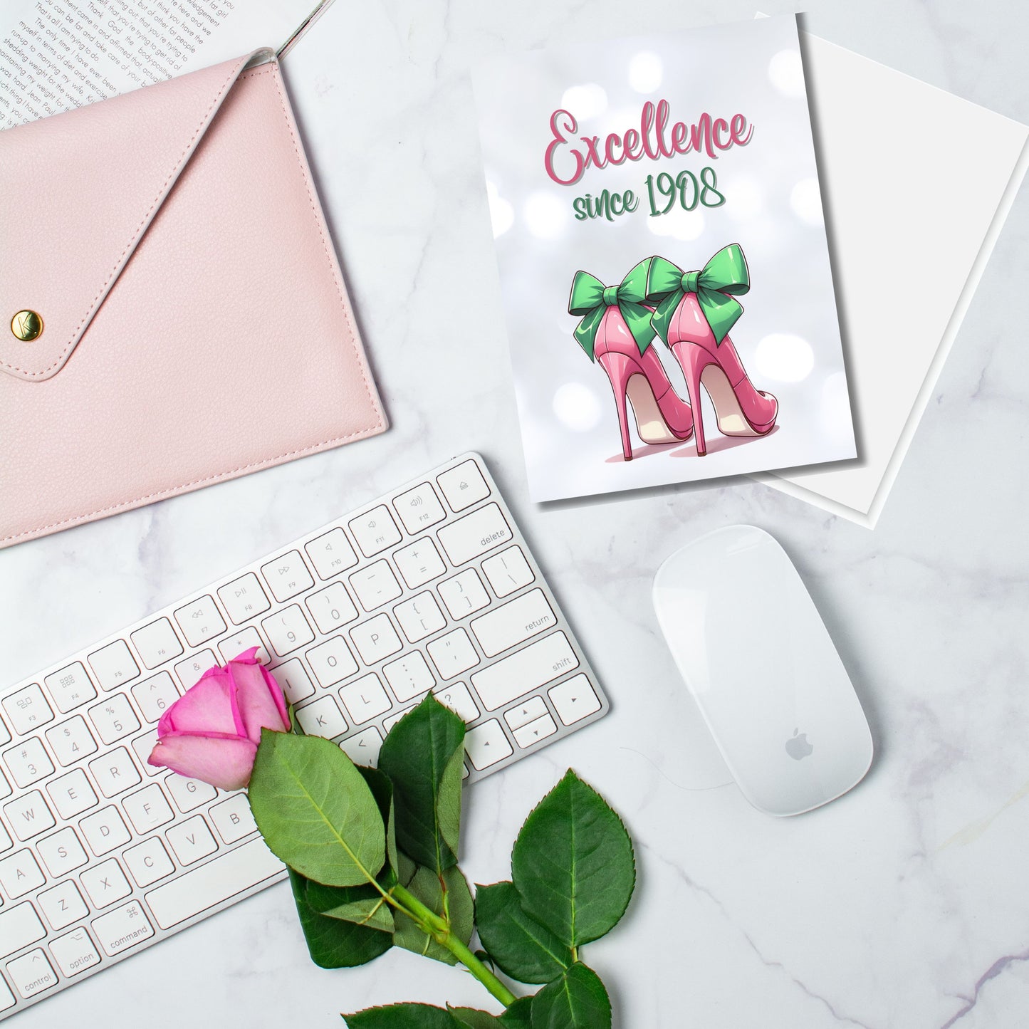 Alpha Kappa Alpha Sorority-Inspired 5x7 Folded Greeting Card (10, 30, 50pc w/envelopes) Founders' Day 1908 | Divine 9