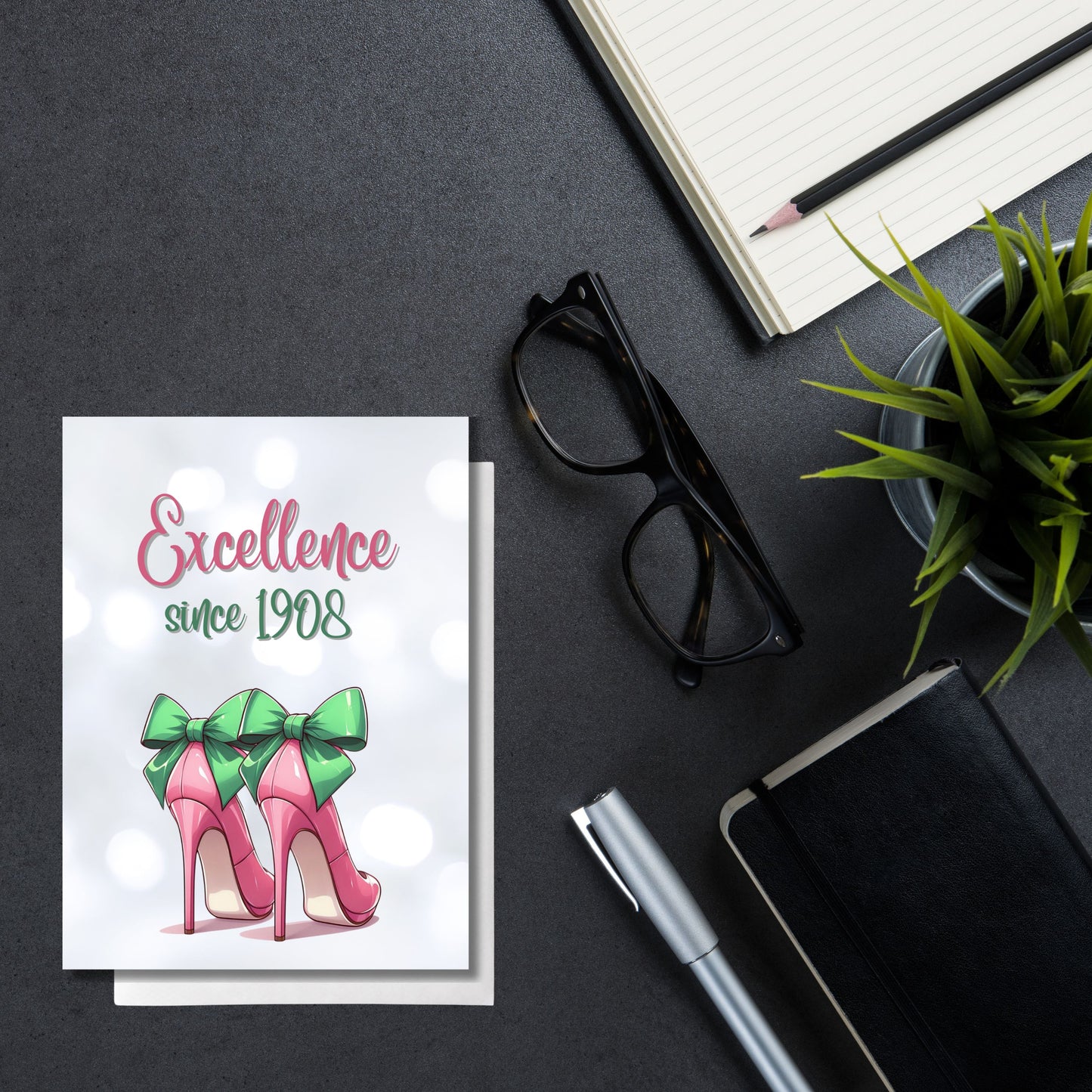 Alpha Kappa Alpha Sorority-Inspired 5x7 Folded Greeting Card (10, 30, 50pc w/envelopes) Founders' Day 1908 | Divine 9