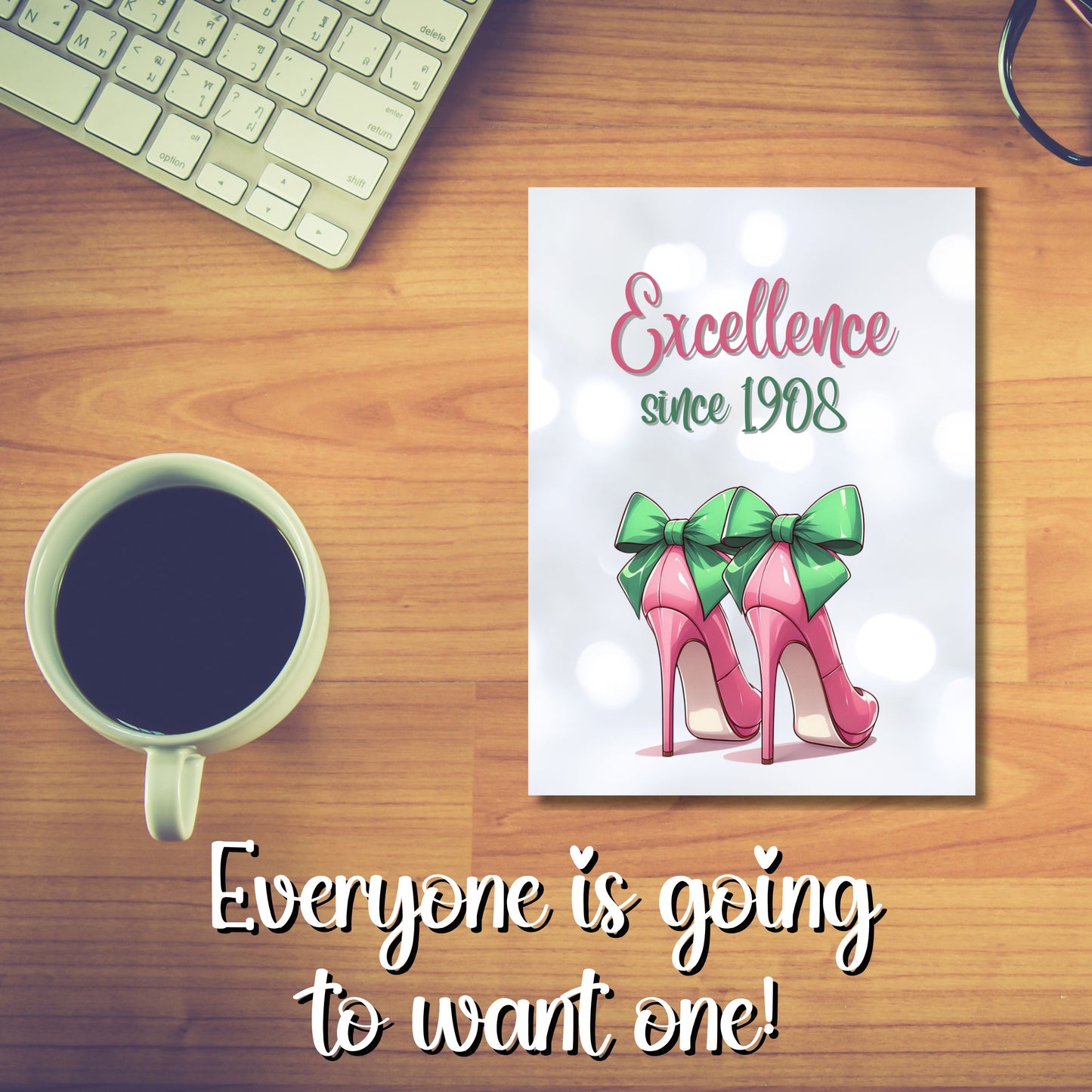 Alpha Kappa Alpha Sorority-Inspired 5x7 Folded Greeting Card (10, 30, 50pc w/envelopes) Founders' Day 1908 | Divine 9