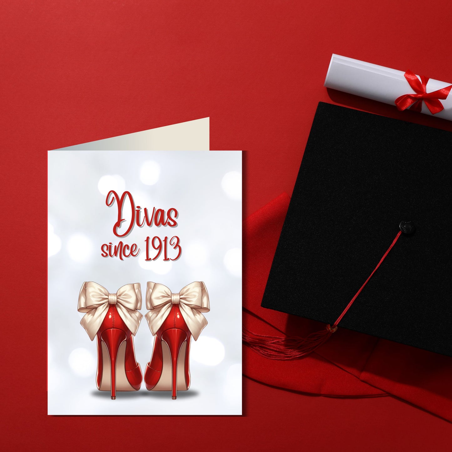 Delta Sigma Theta Sorority 5x7 Folded Greeting Cards (10, 30, 50pc w/envelopes) | DST Divas High Heels 1913 | Soror Invites | Founders' Day