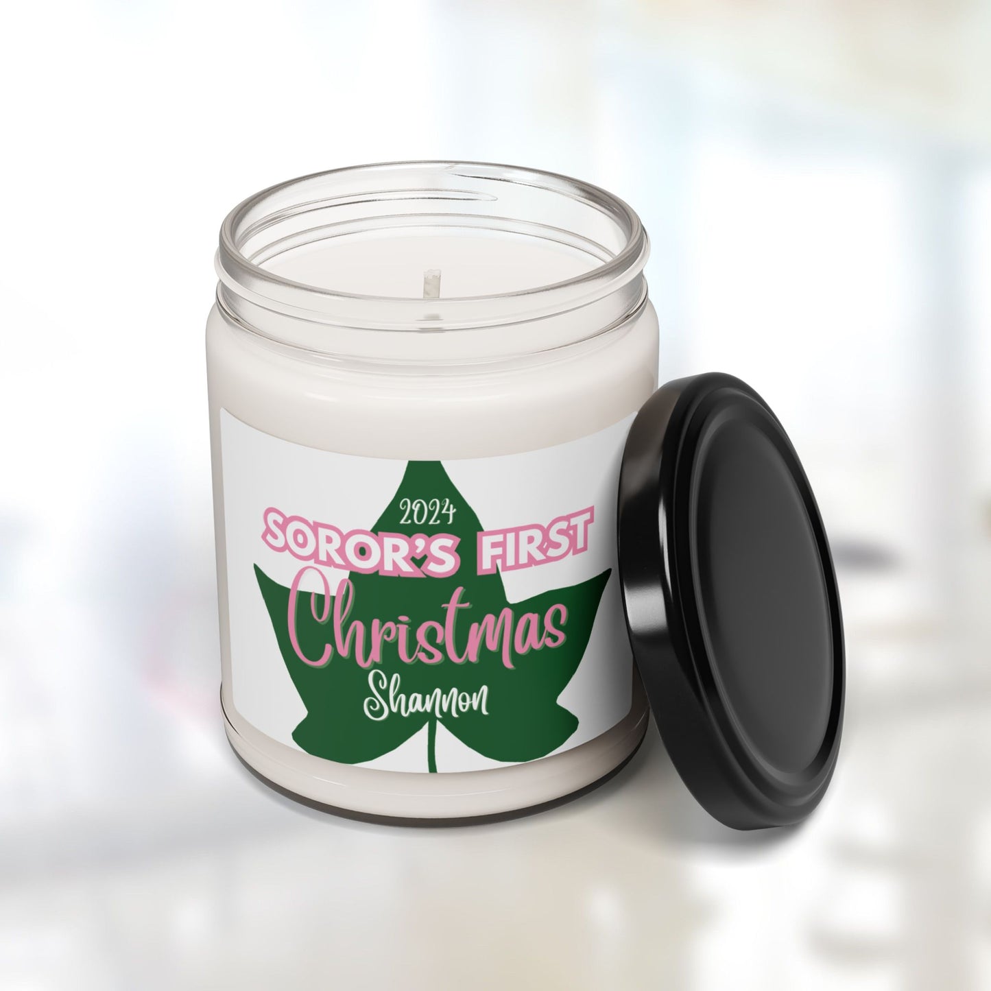 AKA "Soror's First" Scented Soy Candle PERSONALIZED - 9oz glass jar | Alpha Kappa Alpha Milestone Sisterhood Gift Idea | Custom AKAversary