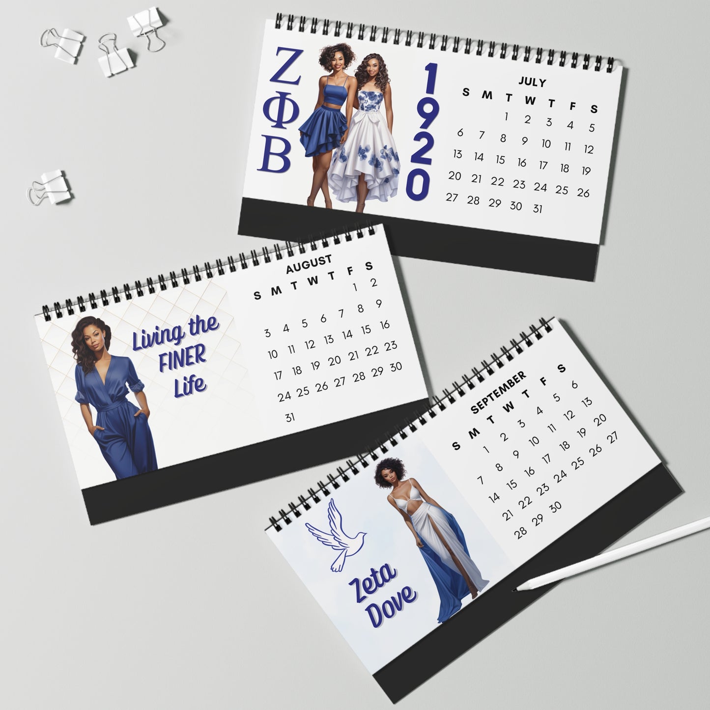 2025 Zeta Phi Beta Sorority 10 x 5 Desk Calendar | ZPhiB Soror Sisterhood Gift | Zeta Christmas Founders' Day Office Gift | Big Little Gift