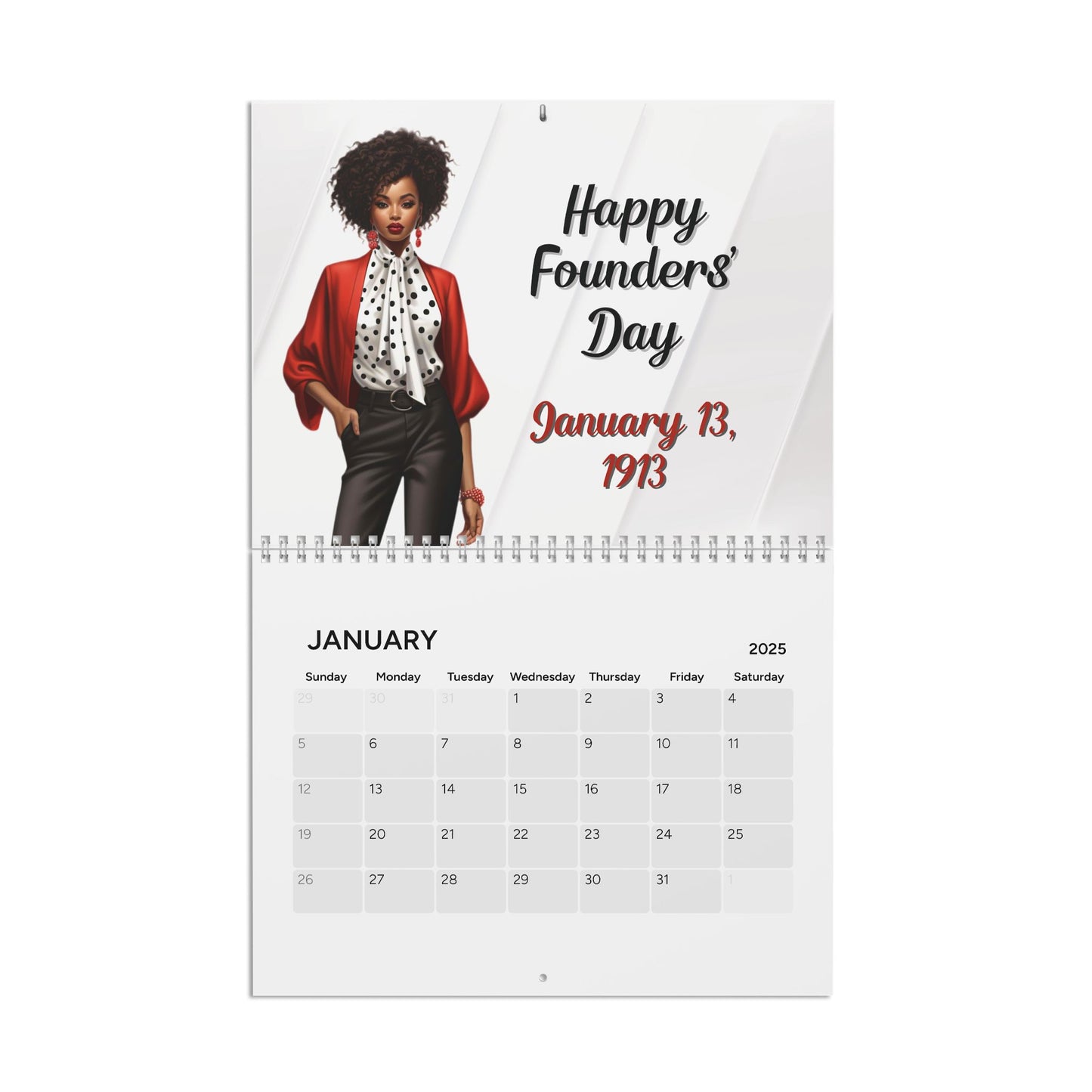 2025 Delta Sigma Theta Sorority Inspired Hanging Wall Calendar | Jan'25-Dec'25 | DST Soror Gift