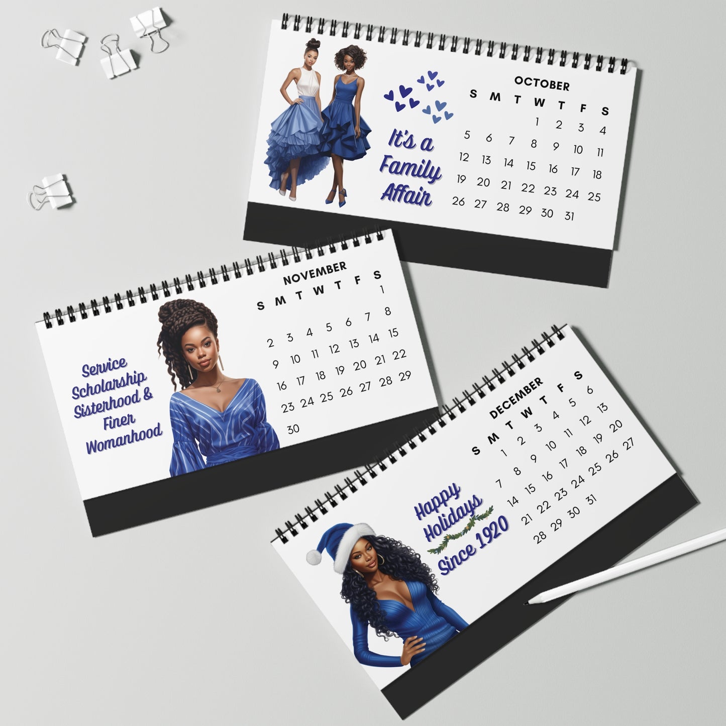2025 Zeta Phi Beta Sorority 10 x 5 Desk Calendar | ZPhiB Soror Sisterhood Gift | Zeta Christmas Founders' Day Office Gift | Big Little Gift