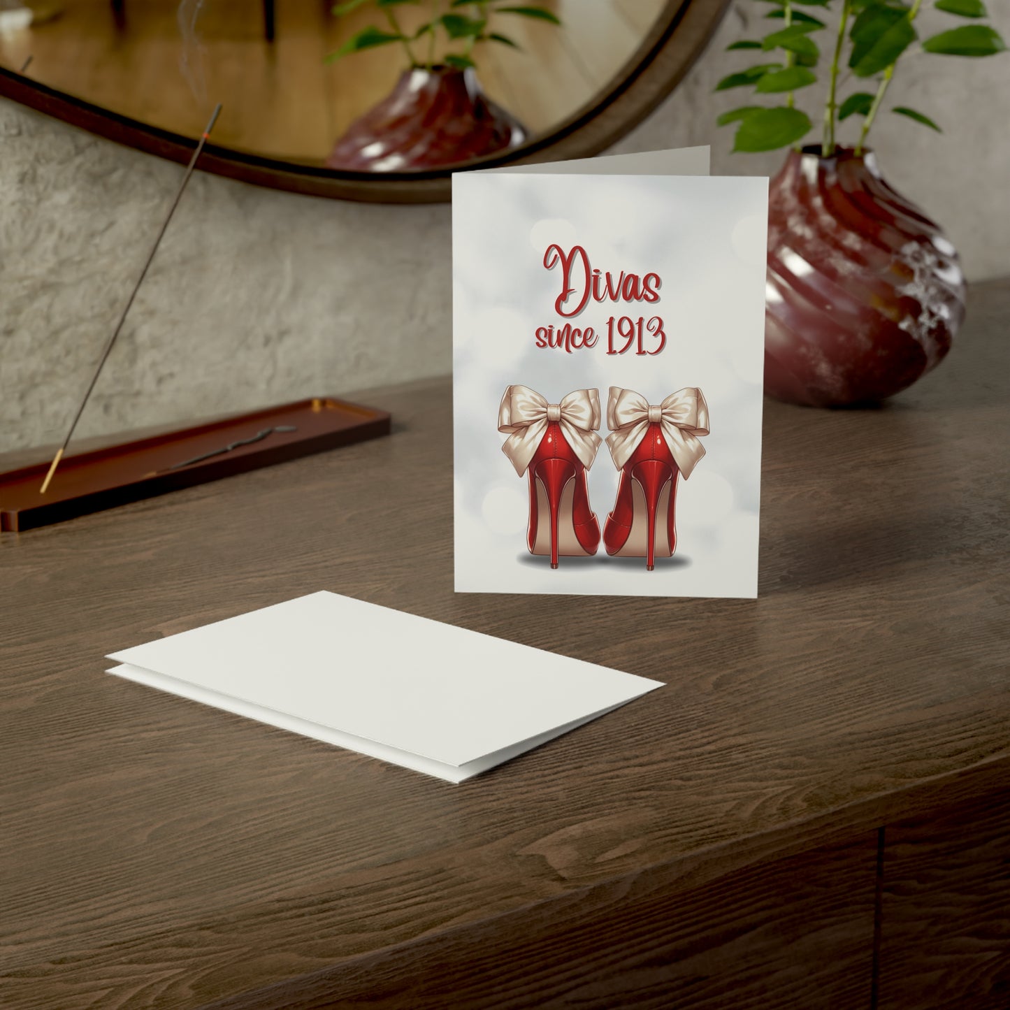 Delta Sigma Theta Sorority 5x7 Folded Greeting Cards (10, 30, 50pc w/envelopes) | DST Divas High Heels 1913 | Soror Invites | Founders' Day