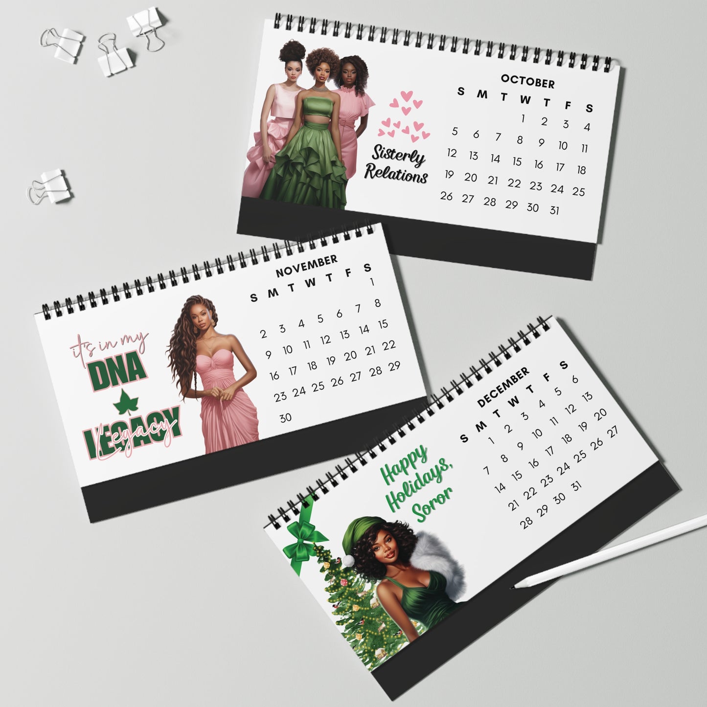 2025 Alpha Kappa Alpha Sorority 10 x 5 Desk Calendar | AKA Soror Sisterhood Gift | AKA Christmas Founders' Day Office Gift | Big Little Gift