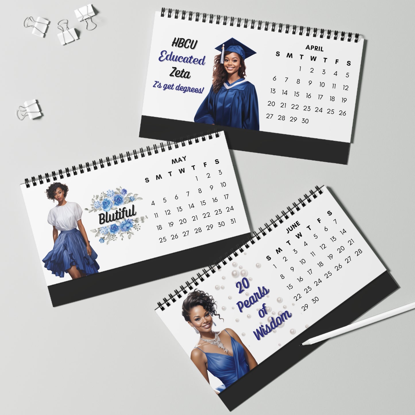 2025 Zeta Phi Beta Sorority 10 x 5 Desk Calendar | ZPhiB Soror Sisterhood Gift | Zeta Christmas Founders' Day Office Gift | Big Little Gift