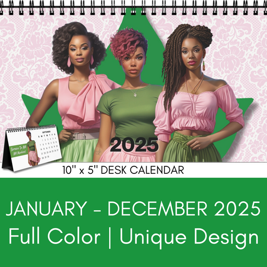 2025 Alpha Kappa Alpha Sorority 10 x 5 Desk Calendar | AKA Soror Sisterhood Gift | AKA Christmas Founders' Day Office Gift | Big Little Gift