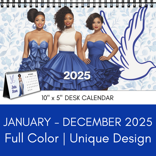 2025 Zeta Phi Beta Sorority 10 x 5 Desk Calendar | ZPhiB Soror Sisterhood Gift | Zeta Christmas Founders' Day Office Gift | Big Little Gift