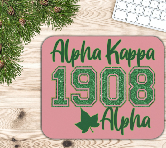 Alpha Kappa Alpha Sorority Mouse Pad | AKA 1908 Pink & Green Ivy | Sorority Sister Gift | Founders' Day | Big Little Reveal Gift