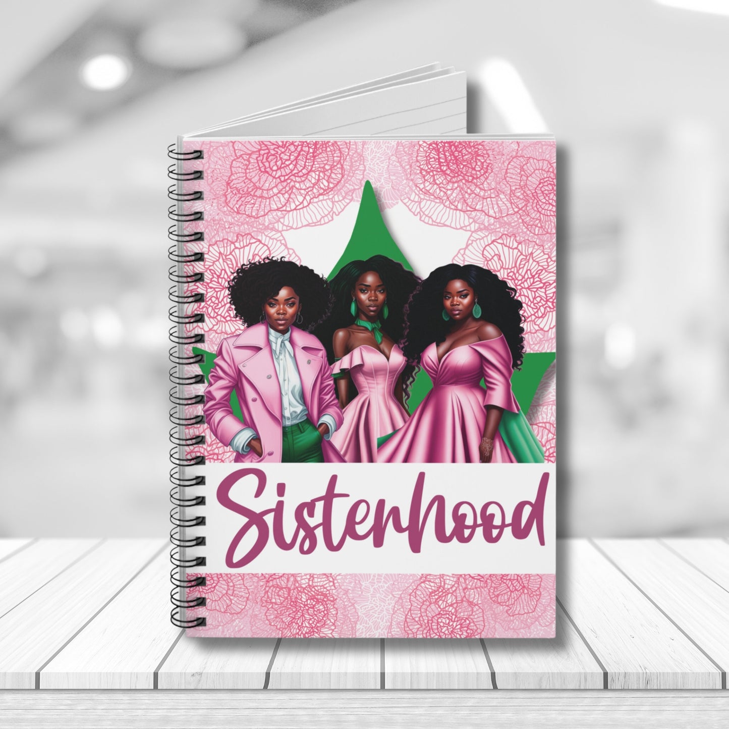 AKA Sorority Inspired 6x8 Spiral Notebook | Alpha Kappa Alpha Sisterhood Founders' Day Gift Notepad Journal Lined Pages Akaversary