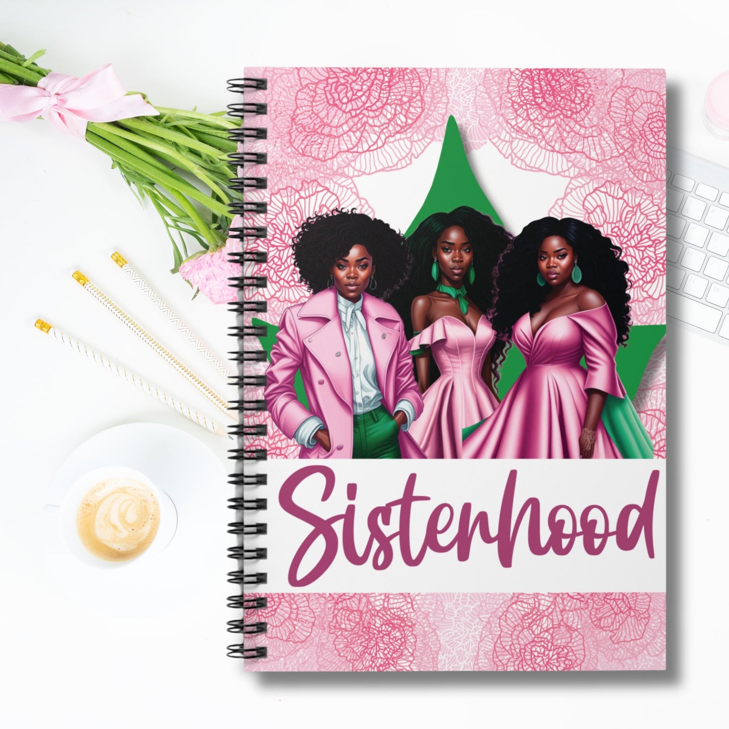 AKA Sorority Inspired 6x8 Spiral Notebook | Alpha Kappa Alpha Sisterhood Founders' Day Gift Notepad Journal Lined Pages Akaversary