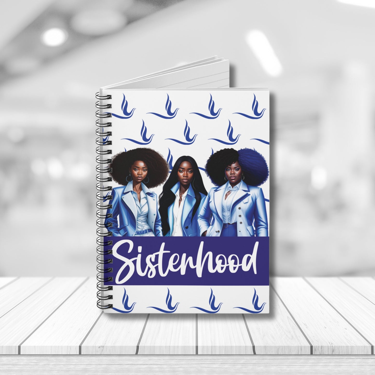 Zeta Phi Beta Sorority Inspired 6x8 Spiral Notebook | ZPB Sisterhood Spiral Notepad Journal w/Lined Pages Zetaversary Blue & White Doves