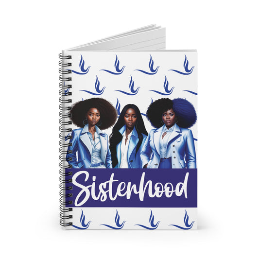 Zeta Phi Beta Sorority Inspired 6x8 Spiral Notebook | ZPB Sisterhood Spiral Notepad Journal w/Lined Pages Zetaversary Blue & White Doves