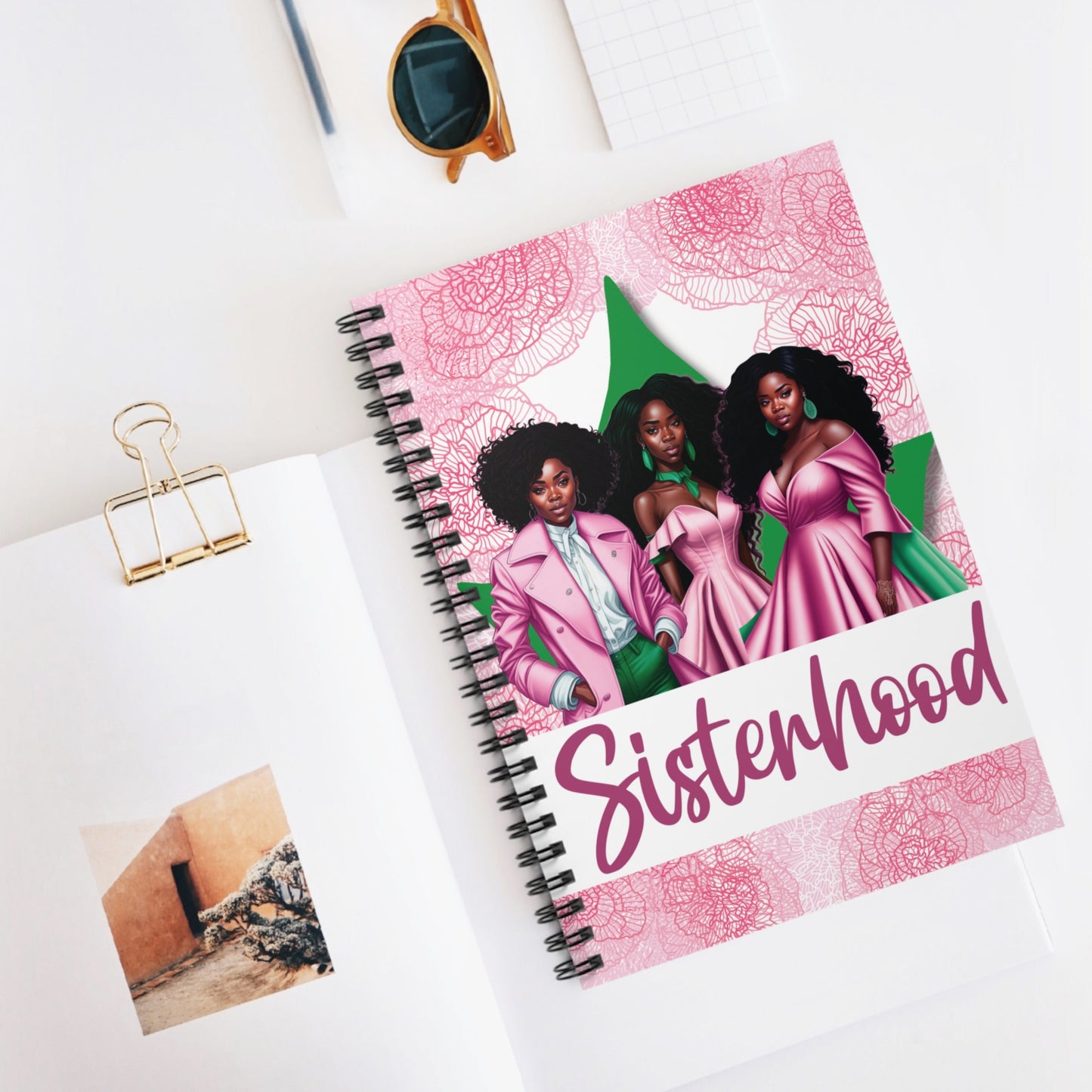 AKA Sorority Inspired 6x8 Spiral Notebook | Alpha Kappa Alpha Sisterhood Founders' Day Gift Notepad Journal Lined Pages Akaversary