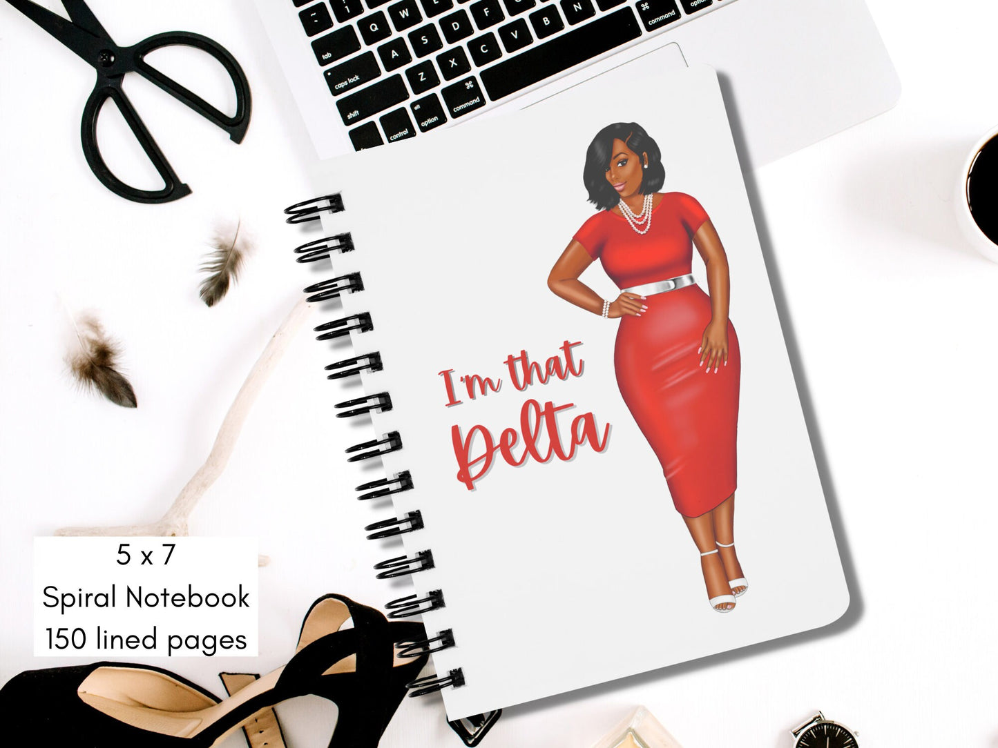 Delta Sigma Theta Sorority Inspired Spiral Notebook 5in x 7in | Sorority Sister Gifts | Personalized Sorority Gift | Custom Notepad Journal